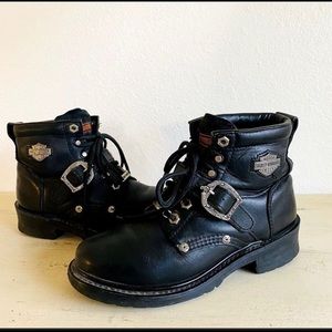 Harley Davidson Moto Biker Boots  | Black Genuine Leather Sz 8